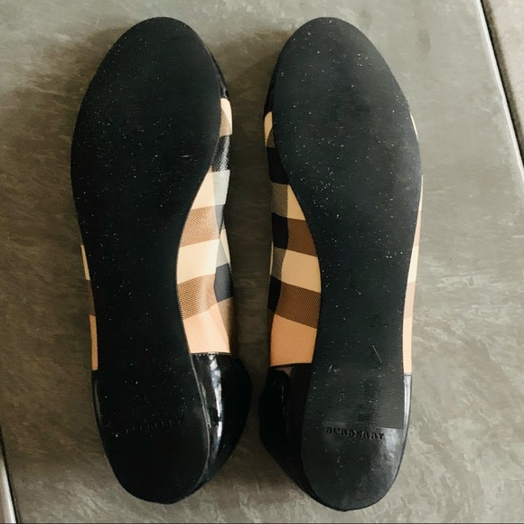 BURBERRY All leather Nova Check/Patent Leather Ballet Flats - Picture 7 of 8